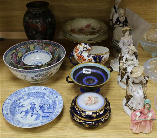 A collection of assorted ceramics and a cloisonne vase vase 26cm